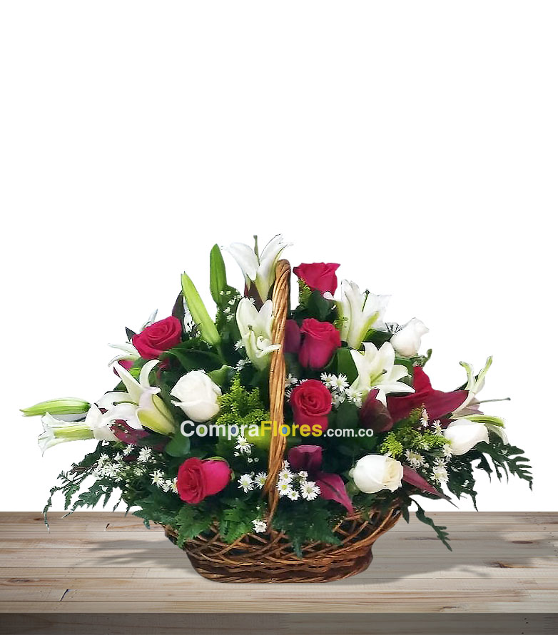 flores en canasta bienvenida