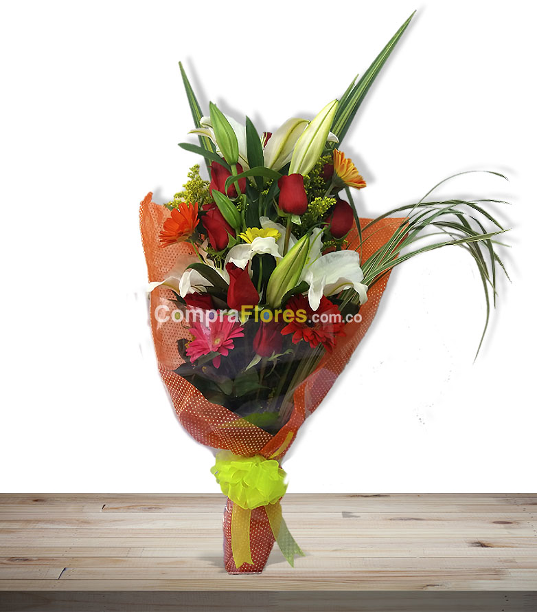 Ramillete de rosas y lirios cali
