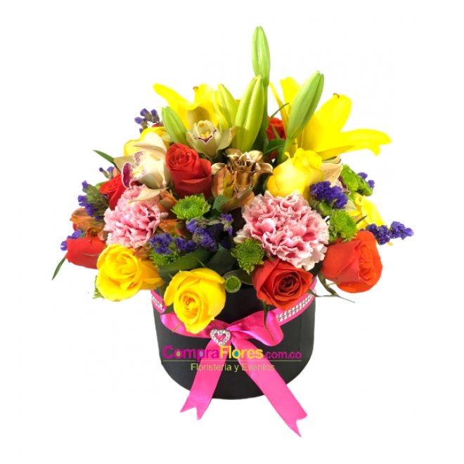 Cilindro de flores surtidas