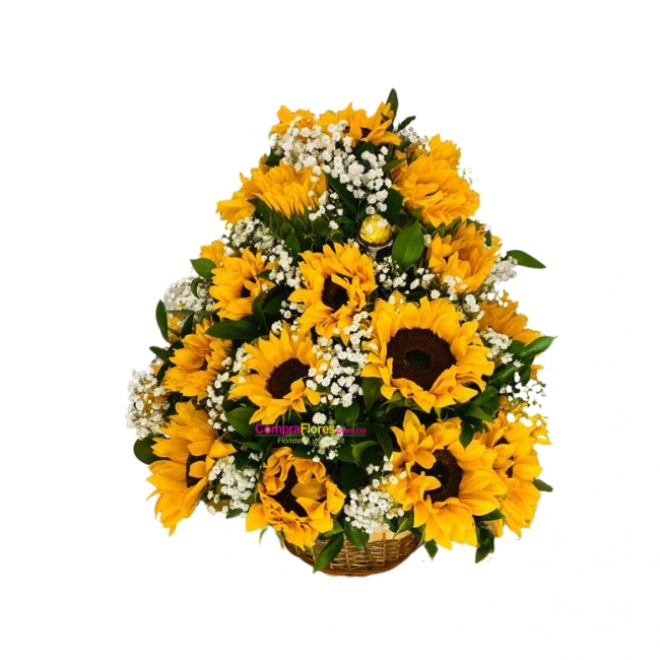Canasta de Girasoles y Chocolates