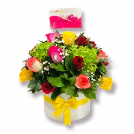 Rosas y hortensias