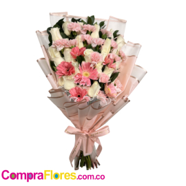 Bouquet Gigante de 36 Rosas, 15 Claveles y 6 Gerberas